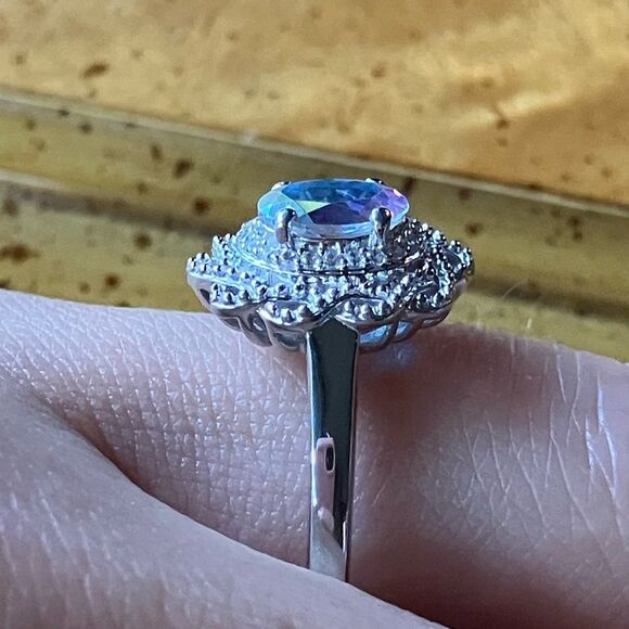Aurora Borealis Mystic Topaz Sterling Silver Ring Size 8 - Picture 3 of 9